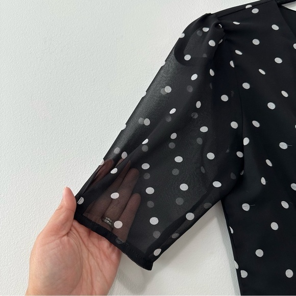 Aritzia Wilfred Button-Front Dress Black & White Polka Dot Sz 0 - Picture 7 of 16